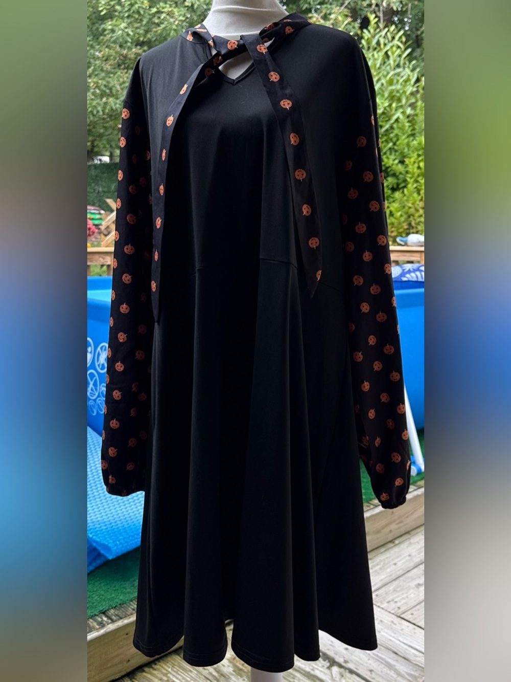 Bloomchic Size: 18 Halloween Dress Pumpkin Patch Retro Collared Midi black